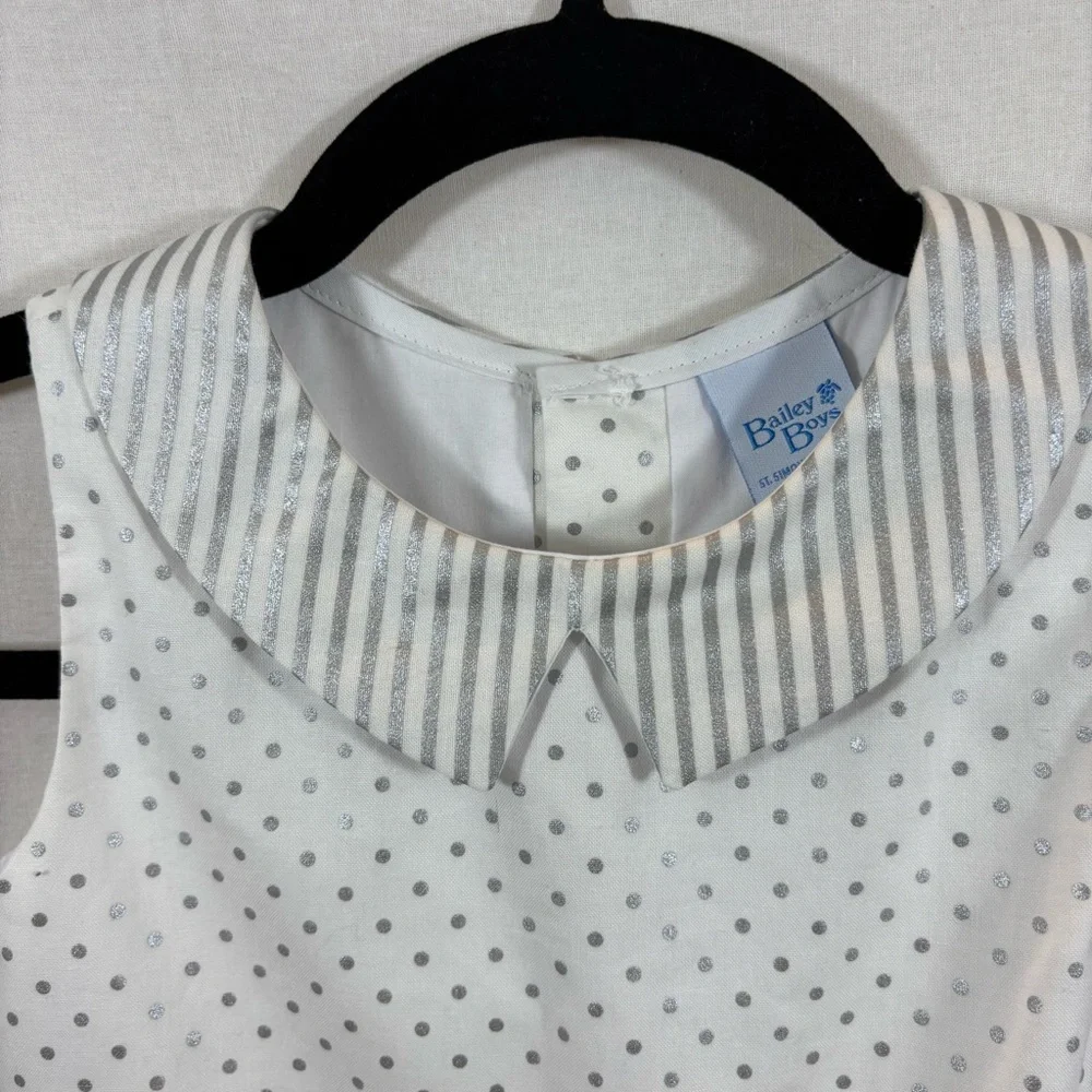Girl’s The Bailey Boys Collared‎ Silver and White Sleeveless Dress Size 6X